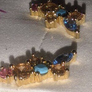 18 k gold plated beautiful multi colored rhinestone stud earrings